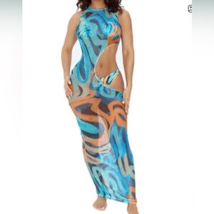 Icon Swim mixed signals blue abstract cover up ***NO Bikini****size L